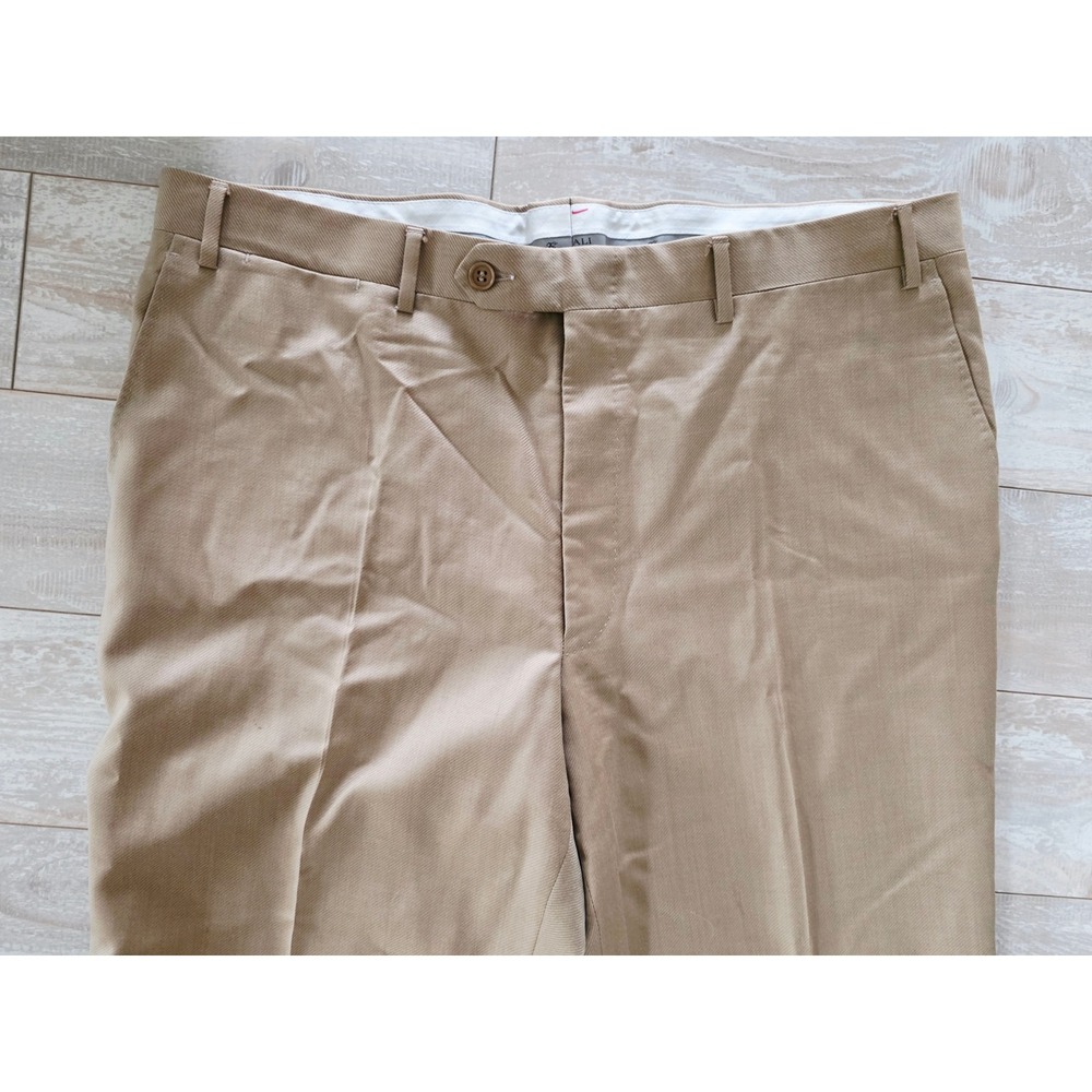 Canali 7 Wool Tessuto Italy Dress Pants Tan Pleated Flat Front Menswear Inspired - Picture 3 of 8